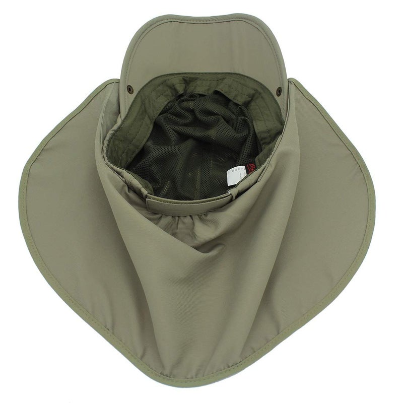 LLmoway UPF50+ Sun Hat with Neck Flap for Men Women Fishing Hiking Camping Quick Dry Cap Army Green - Image 5